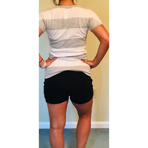 Short Sleeve, V- Neck, Stripe Sweater Tee - Picture 3 of 3